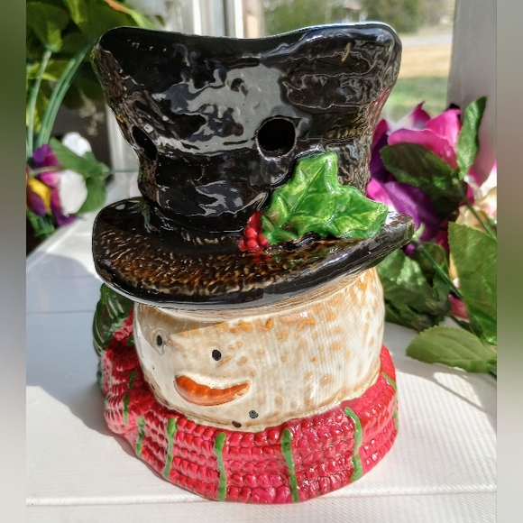 Yankee Candle Large Ceramic Snowman Tart Warmer Mint Condition Rare Wax Warmer - Picture 3 of 4